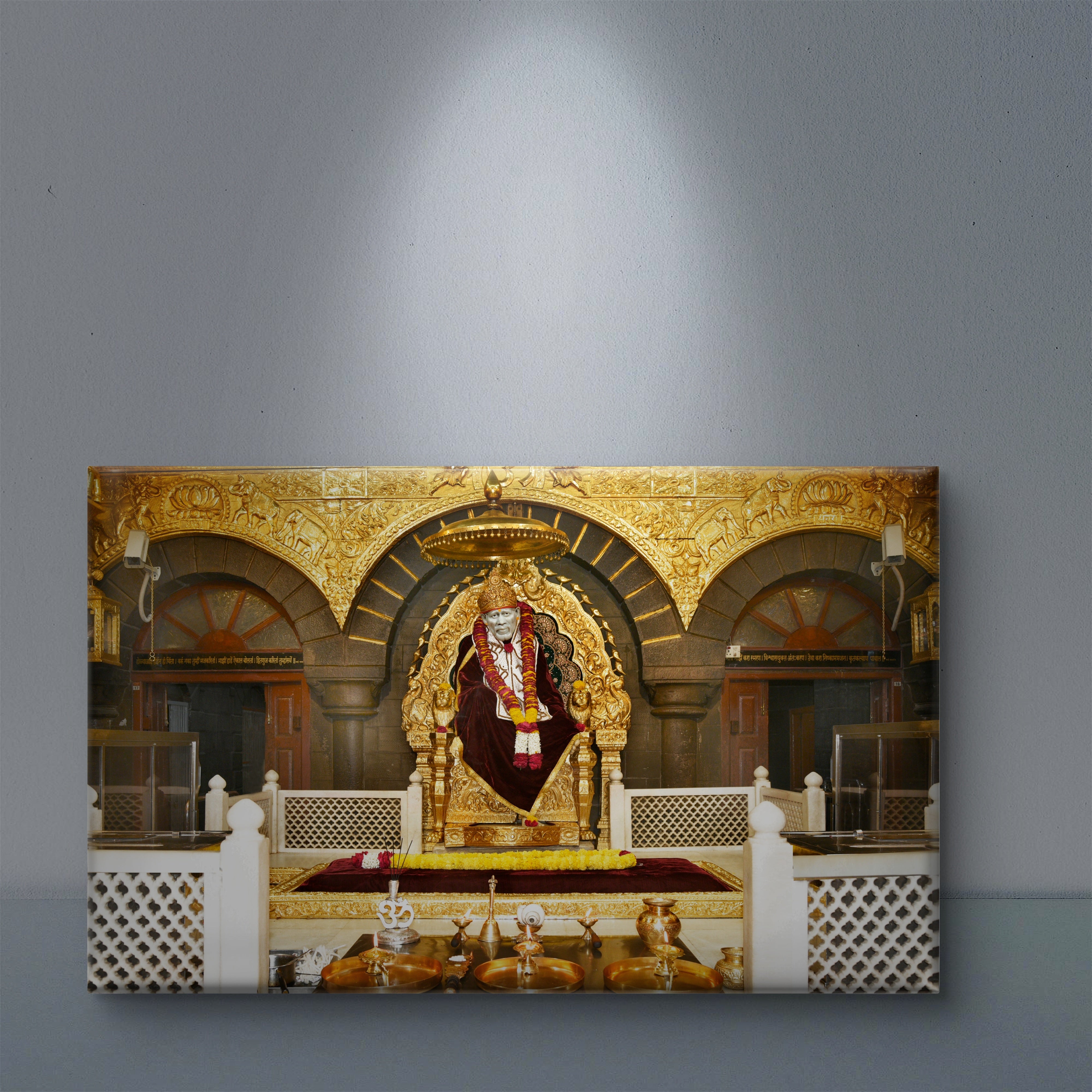 Hemant art Shirdi Sai Baba Samadhi Photo Canvas Wall Art – Spiritual Home Decor for Puja Room & Meditation Space